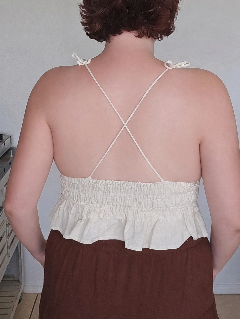 Cream Ruffled Halter Crop Top - Picture 2 of 7